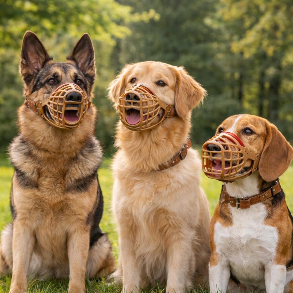 JorVet Nylon Basket Muzzle | Quick Release Buckle | Soft, Adjustable & Breathable | Comfortable Fit for All Dogs (Beige, #10)