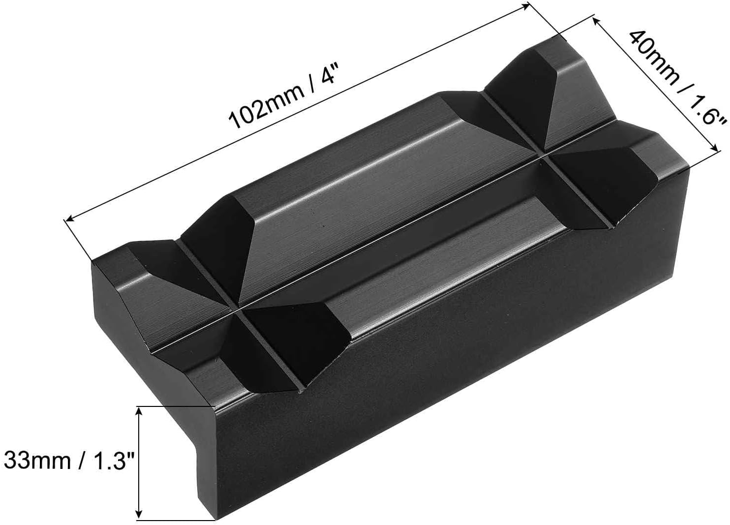 HARFINGTON 2set Magnetic Vise Jaws 4 Inch Magnet V-Grooves Soft Aluminum Bench Jaw Pads Covers Multi-Purpose Protector for Woodworking Jewelry Making Plumbing, Black