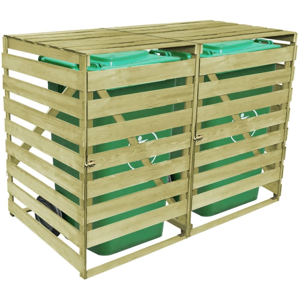 vidaXL Copribidoni 240 L 2 Bidoni Spazzatura Pattumiera da Giardino Legno Pino