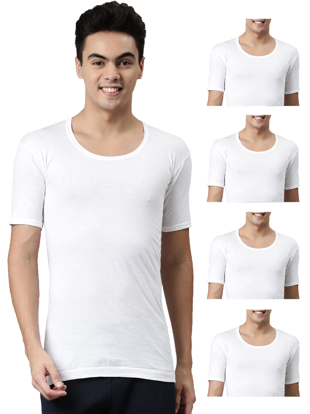 dixcy josh Men Solid White Vest RNS Pack of 5 (XL)-picture-31