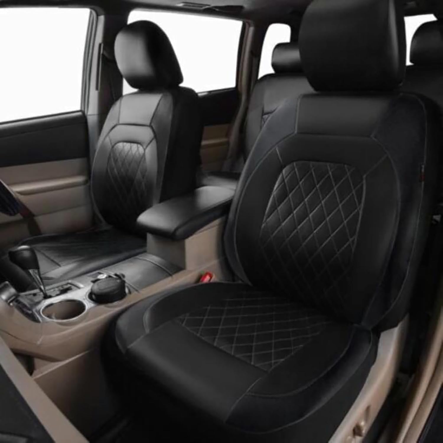 Car Seat Covers For Toyota Tacoma 2005 2006 2007 2008 2009 2010 2011 2012 2013 2014 2015, 5Seat Leather Front Rear Seat Covers Full Sets Comfortable Breathable Protectors Cushion Interiors Accessories