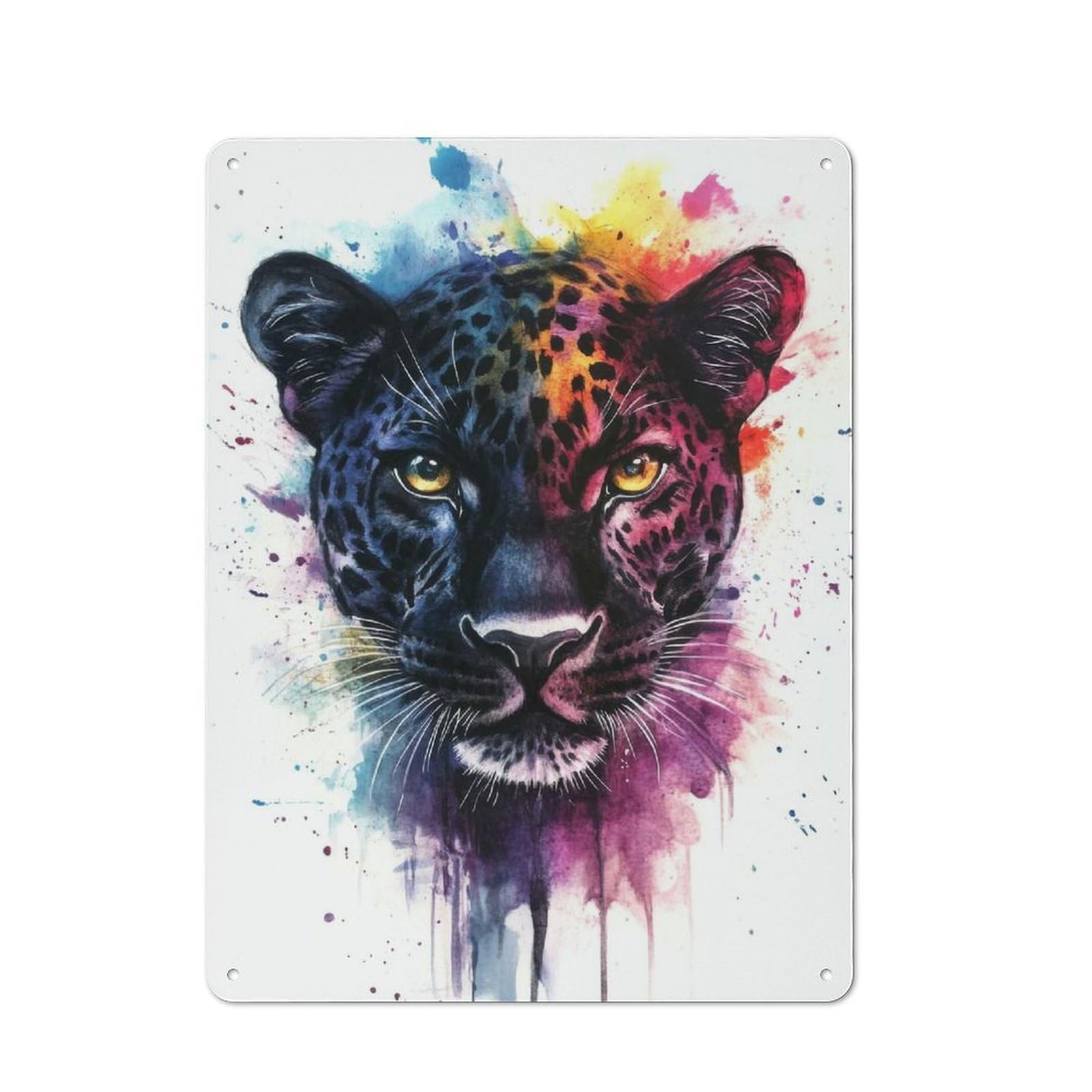 Junmoney Watercolor Leopard Retro Metal Plaque 40X30cm For Dining Room Or Kitchen, For Kitchen, Dining Room And Home Bar Wall Decor