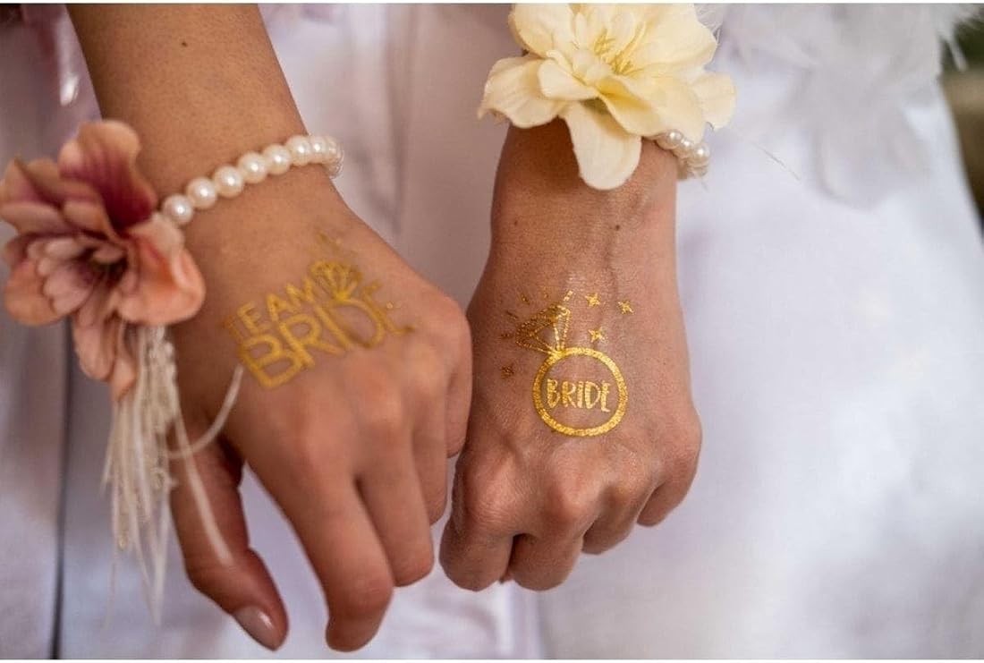 Bride To Be Team Bride Altın Sarısı Geçici Dövme Seti - Bekarlığa Veda Partisi 10 Adet, 5675478567