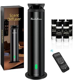 Waterless Scent Diffuser Starter Kit - 1000 Sq Ft Coverage, Essential Oil Diffuser for Home, Hotel & Office, Included 5 Scent Oils, Remote Control, Aromatherapy Diffuser, Ultra Black