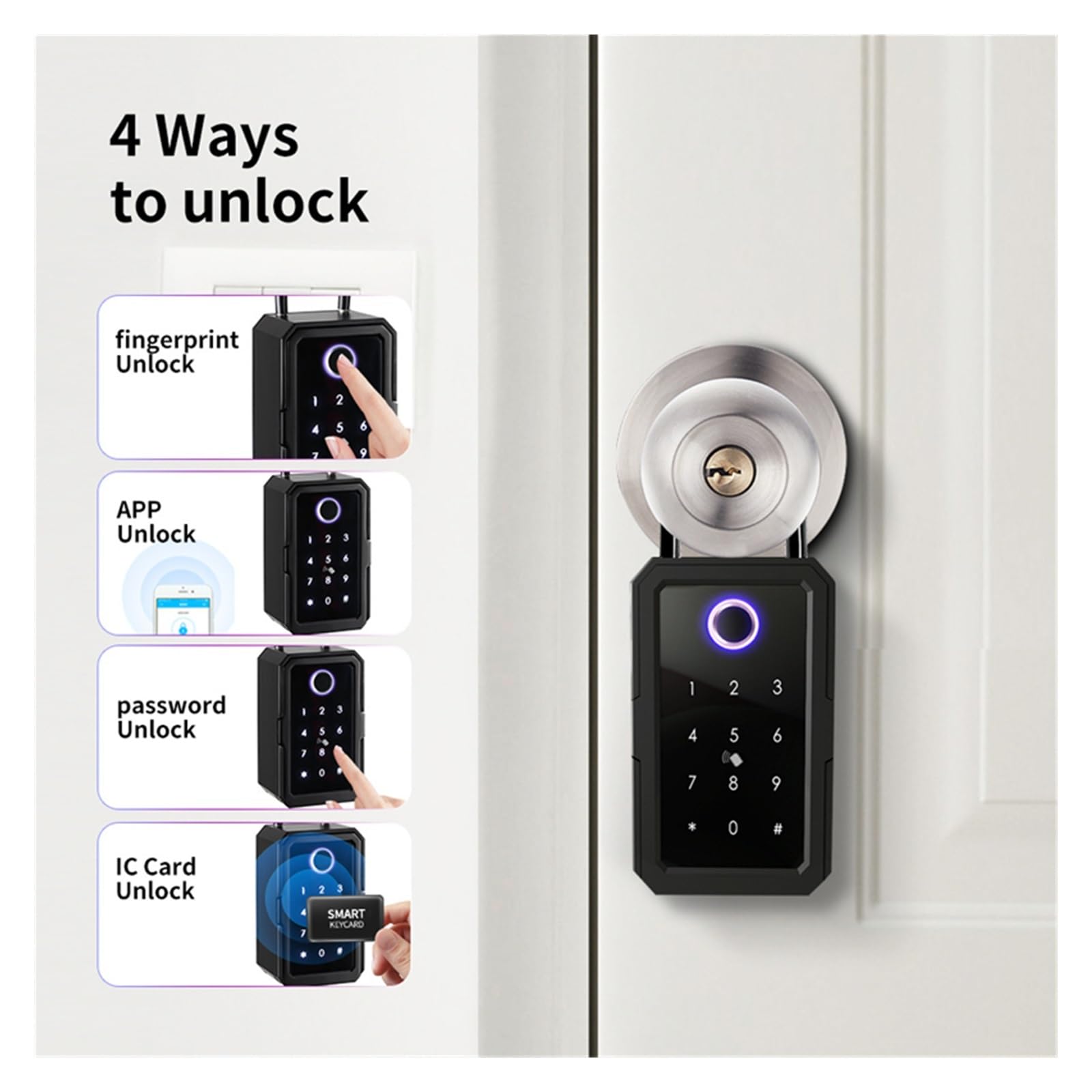 Safe, Schlüsselsafe, Schlüsselsafe Tuya TTLOCK Smart Key Box Finrabdruck App Romote Key Lockbox Sicherheit Digitale Intellinte Schlüsselsicherheit für Geld, Wertsachen(Noir)