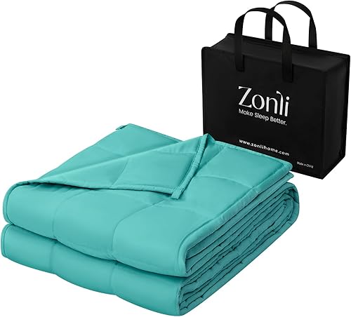 ZonLi Manta pesada para adultos (48 x 72 pulgadas, 12 libras, verde oscuro) manta pesada de enfriamiento de alta transpirabilidad, material suave