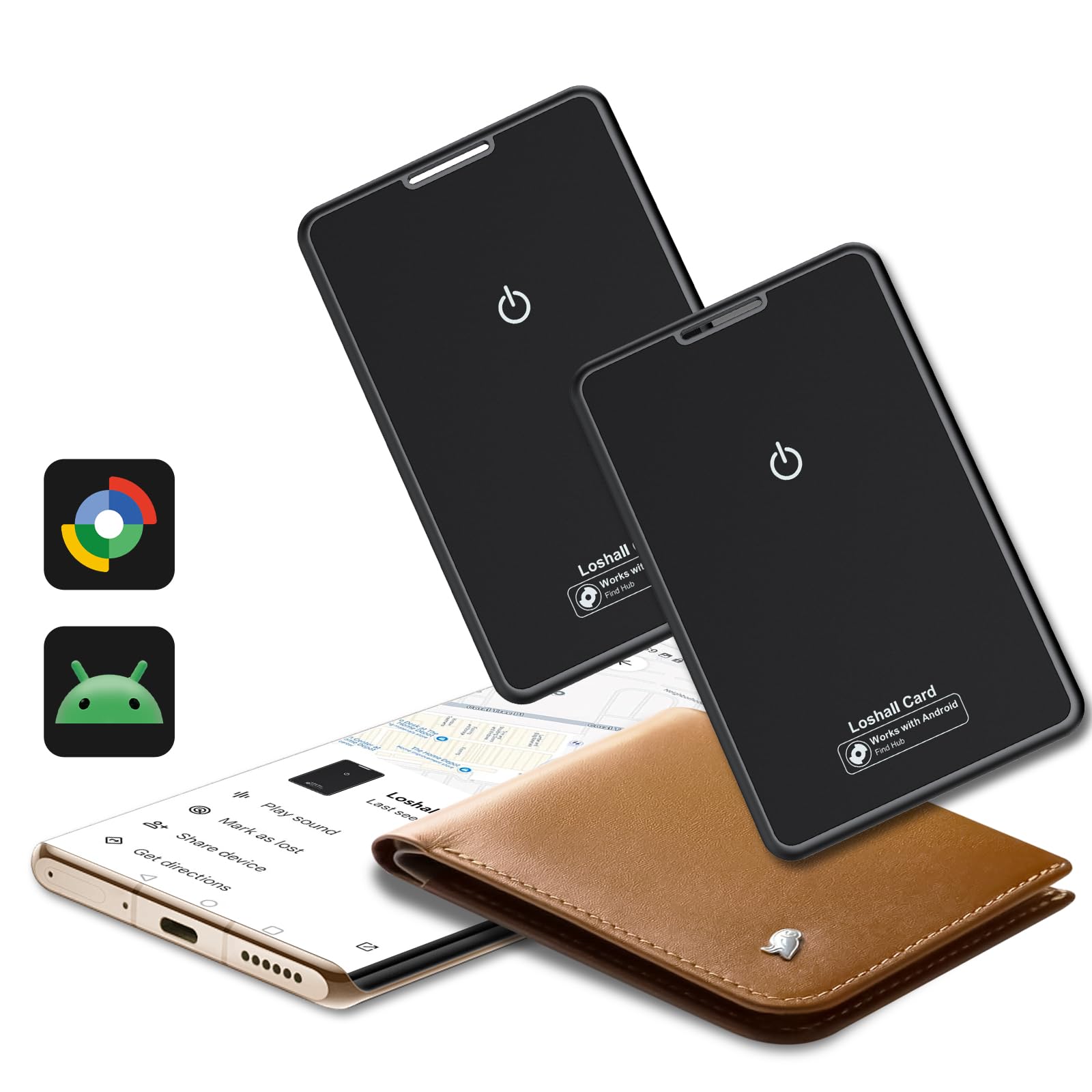 2026 Nuovo (solo Android) Smart Bluetooth Wallet Tracker Card 2 Pezzo Thin 1.6 mm, 3 Anni Batteria, IP68 Impermeabile,Bluetooth Localizzatore Tracker con Google's Find Hub per Borse/Valigia/Passaporti