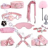 WreGmgg Rosa 12 StüCk Multifunktions Leder Schlafzimmer Yoga Set, Ausgestattet Mit SchläGer Und HüFte Trainer - D4
