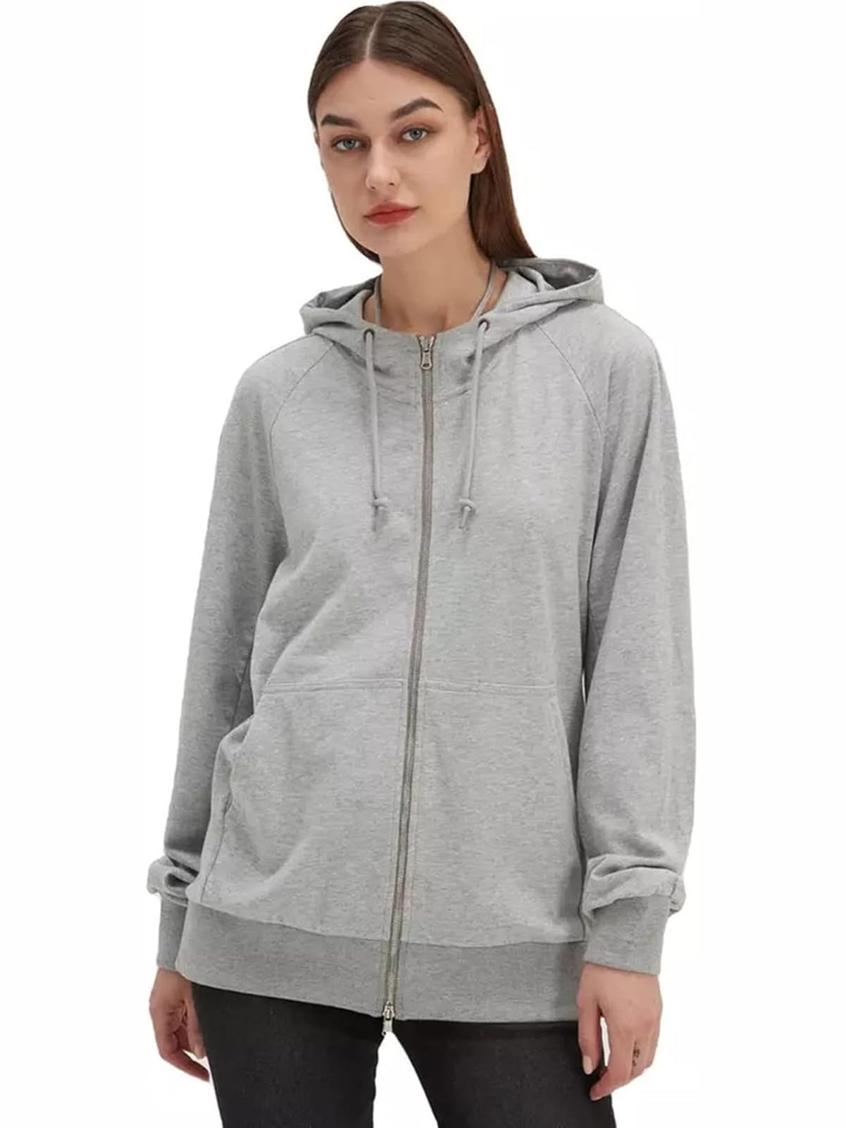 Sudadera Faraday Cremallera Protección EMF Capa Tela Plateada Bloqueo Radiación 5G WiFi RF Microondas Mujeres Embarazadas
