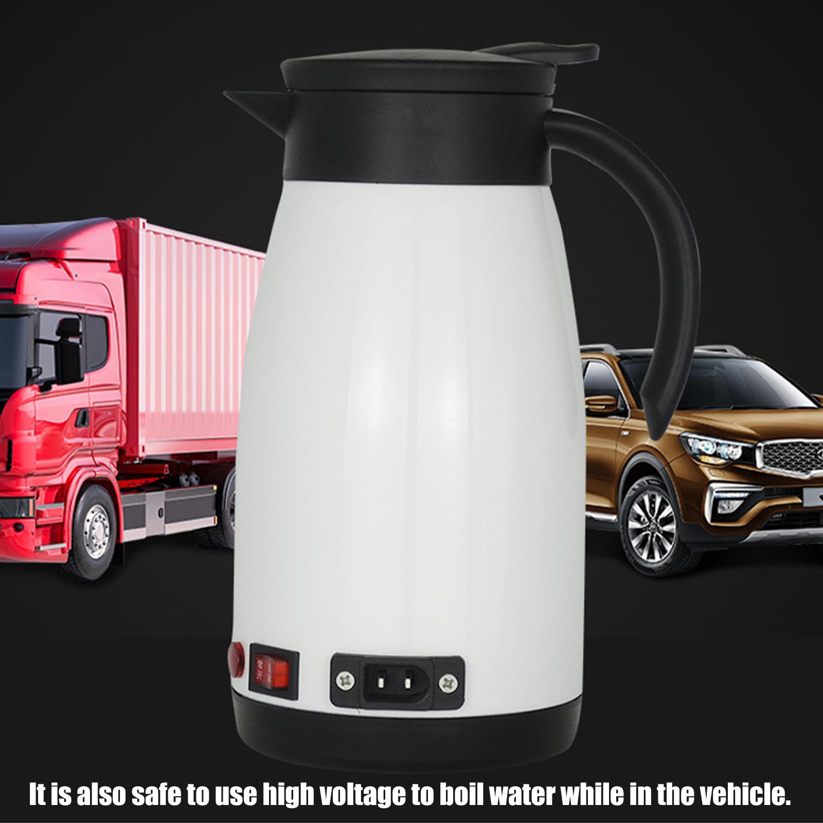 Hervidor eléctrico de 12 V 24 V para coche, capacidad de 680 ml, agua calentada, B | Apagado automático de accidentes de quemaduras secas para viajes familiares durante viajes y comodidad de desplazamiento