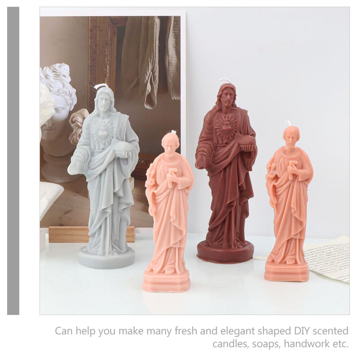 Molde de Silicona para Velas DIY Forma de Jesús, Molde Pequeño Flexible y Duradero para Hacer Velas Artesanales, Jabón y Resina, Antiadherente y Fácil de Limpiar para Manualidades