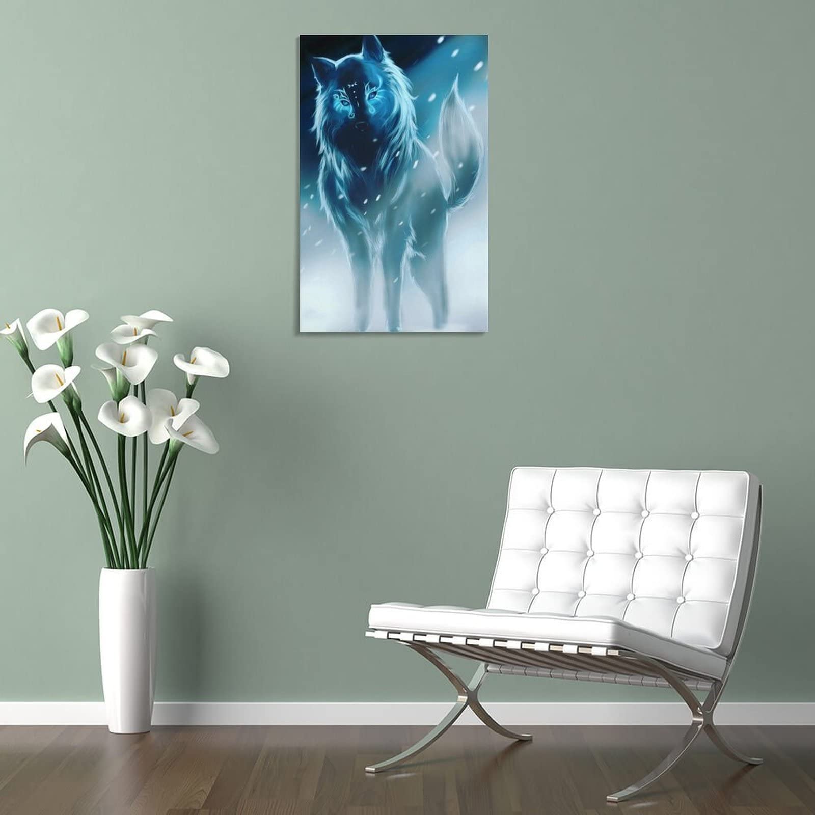 Neonlicht Wölfe Poster - 50x75cm Leinwand Druck Für Zimmerdekoration