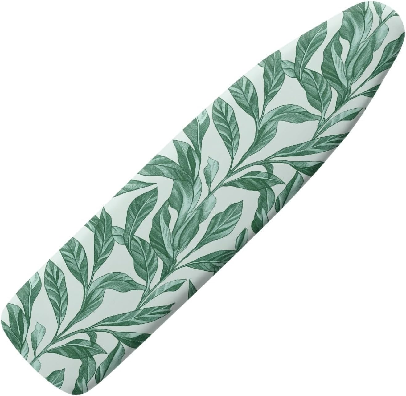Ironing Board Cover 14x48 Beige Green Leaf Iron Board Cover with Padding Heat Reflective,Scorch Resistant Thick Padding,Snug Fit Non-Slip Nose Pocket Fastener Straps Elastic Edges