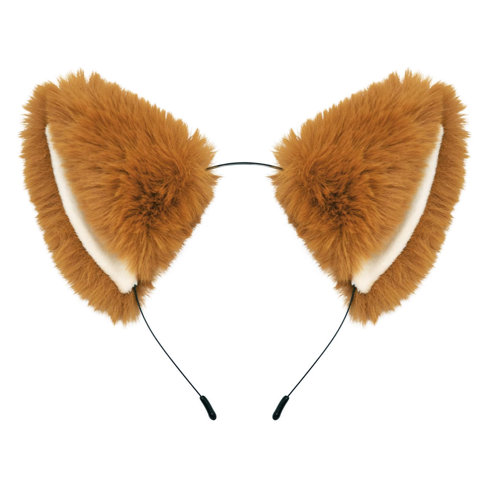 Pedenty Cat Fox Ears Headband for Women Girls, Halloween Cosplay Cat Costume Faux Fur Ears Headbands Hair Accessories for Adult Kids (Camel)…