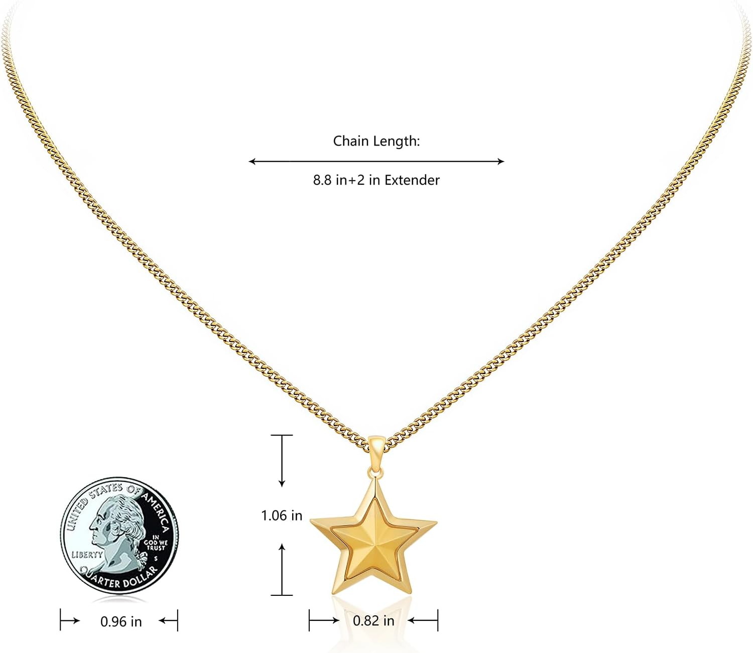 Montana West x Wrangler Gold Plated Pendant Necklace for Women, 18k Gold Plated Lightweight Chain Dainty Jewelry - Image 6