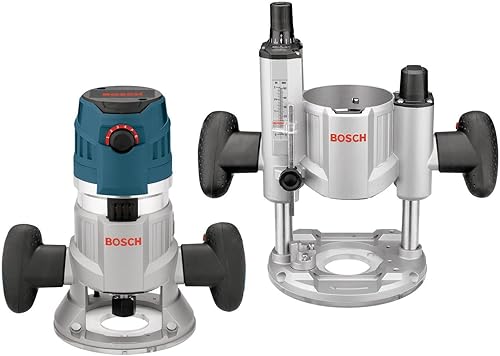 BOSCH MRC23EVSK - Enrutador combinado de 15 amperios y 23 caballos de fuerza con cable de velocidad variable y kit de enrutador de base fija con
