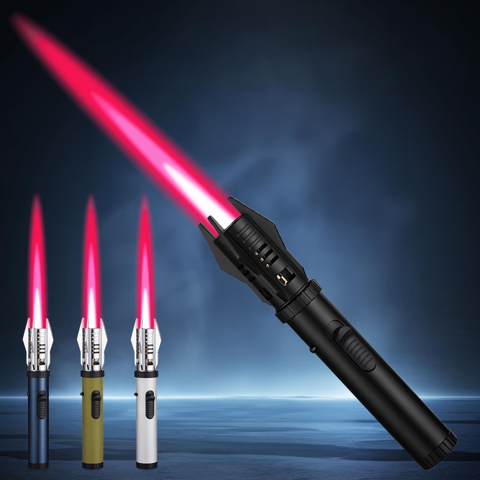 Briquet Tempête Rechargeable Métal - 2 Jets Flammes - Idéal Camping, Barbecue - Cadeau Homme