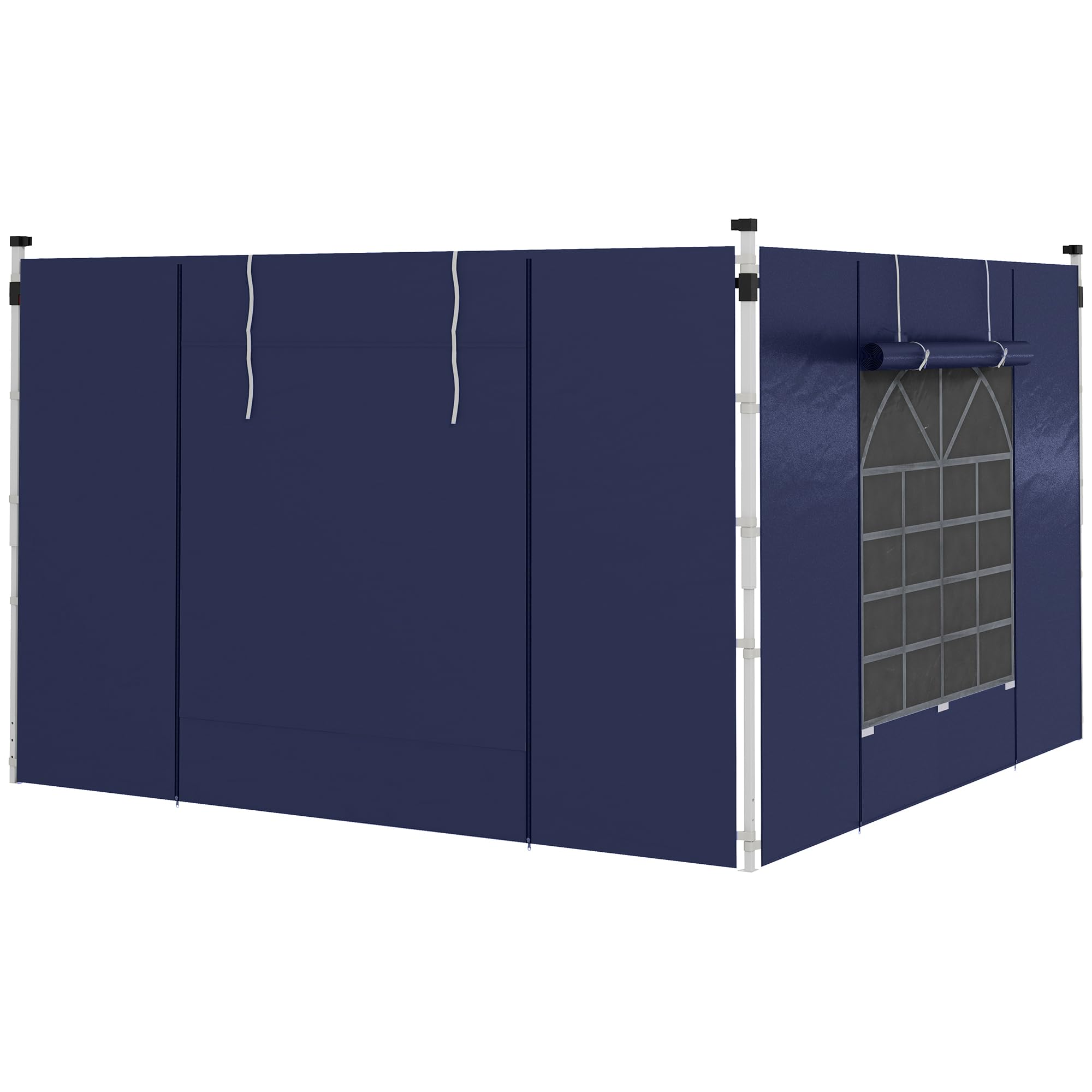 Outsunny Zestaw 2 paneli bocznych do pawilonu 3x3/3x6 m z oknem, niebieski