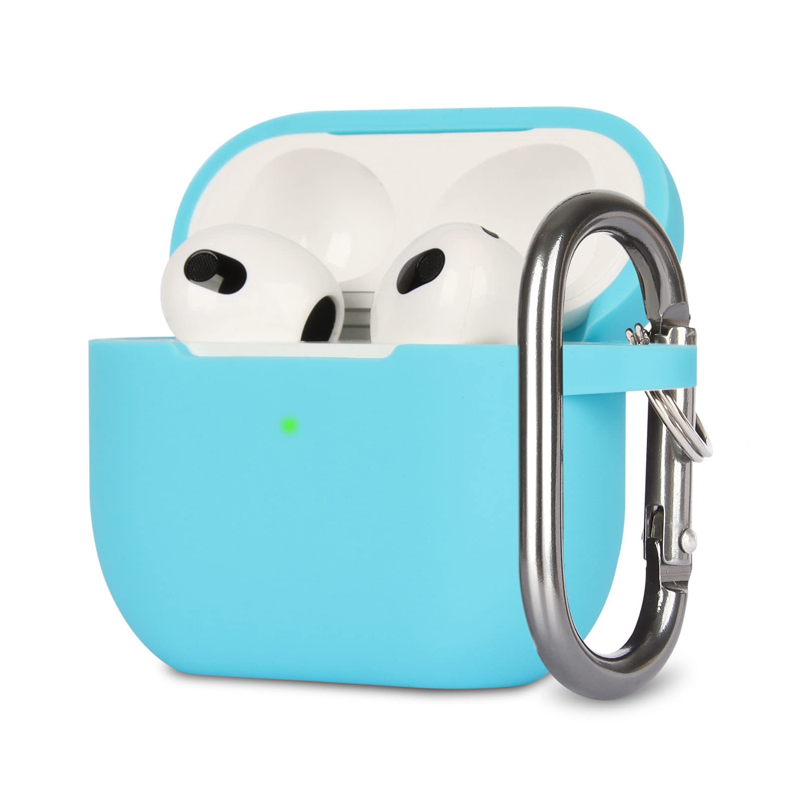 Funda de Silicona Compatible con AirPods 3, Anti-rasguños, Anti-Polvo, LED Frontal Visible, Funda Premium Silicona para AirPods 3.ª Generación (2021) con Mosquetón, Azul — view 18