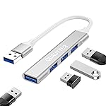 USB Hub for Laptop, USB Multiport Adapter Multiple USB Port Extender USB a hub USB Splitter 1 in 4 Out with USB 3.0 hub 4 Port USB hub for PC, Mac, Mouse, HDD, Keyboard,iMac,Flash (Crystal Silver)