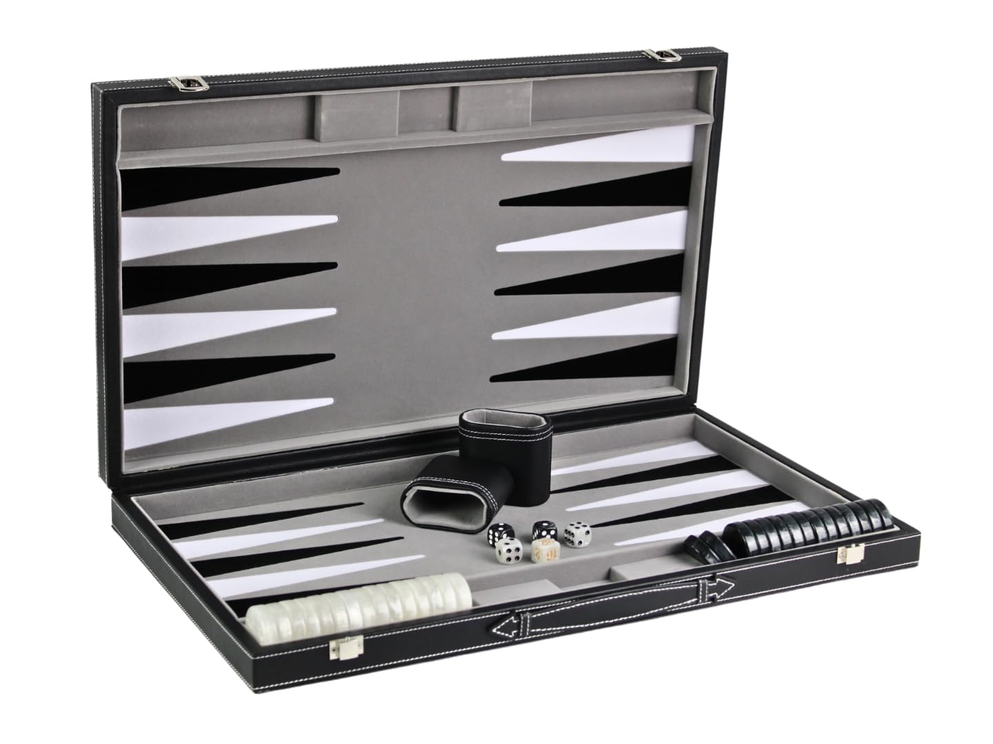 Graphene Grigio Pelle Backgammon Set 21 Inch