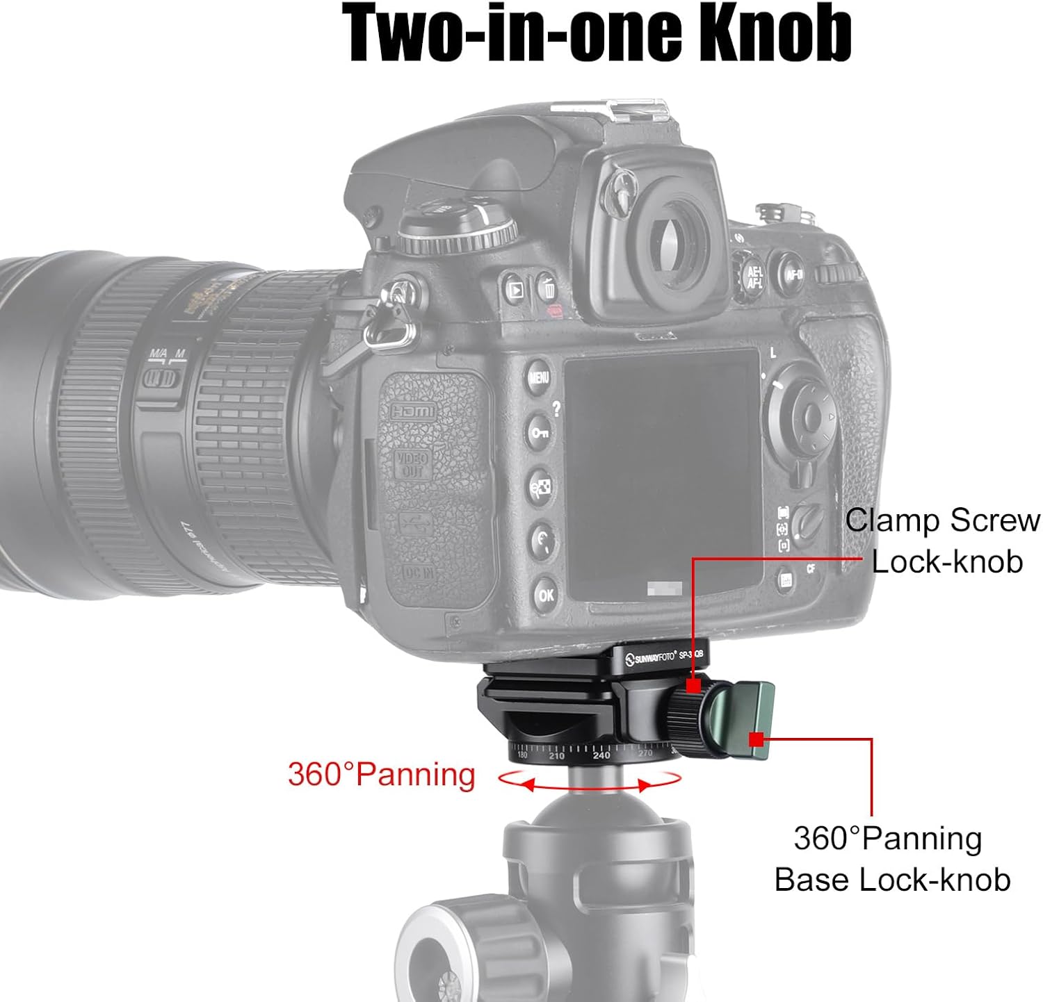 SUNWAYFOTO 40mm PC-40 360° Arca Swiss Clamp and Quick Release Plate SP-38QB