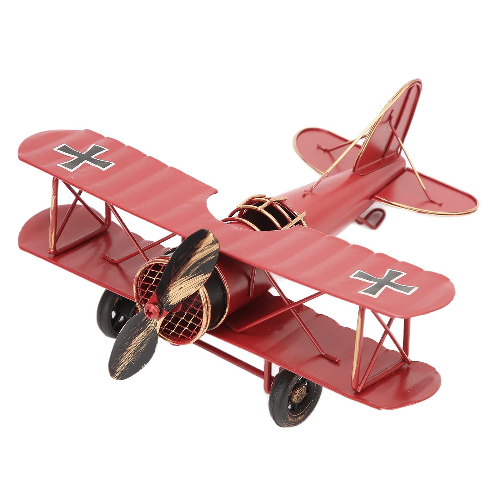 HERCHR Modello di Aeroplano in Metallo Vintage, Biplano in Metallo Modello di Aeroplano per Aliante per Desktop Ufficio caffè Decorazione (Rosso)