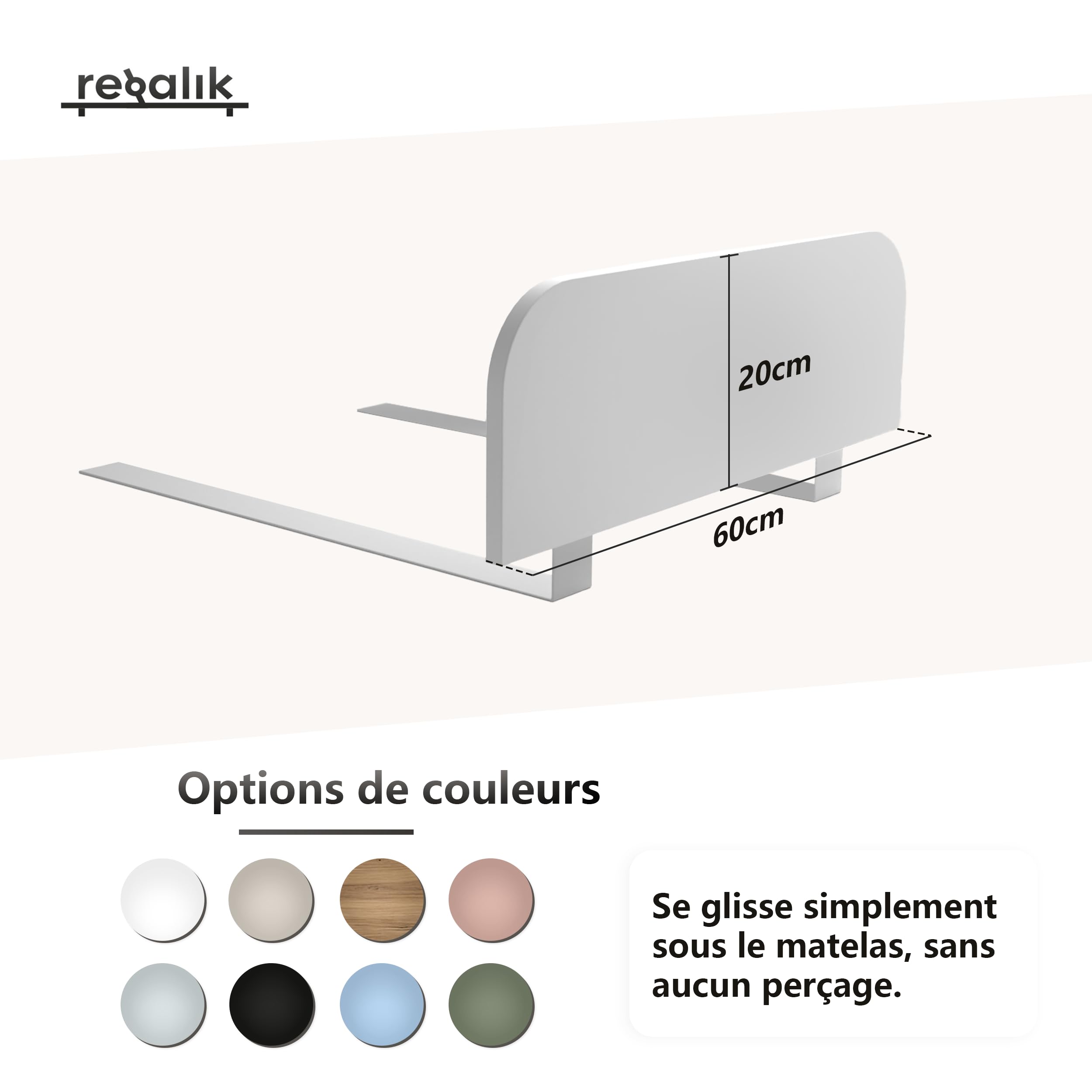 Barrière de lit 60x20 cm Rose Protection antichute stable sans percer stratifié Montage facile sous matelas