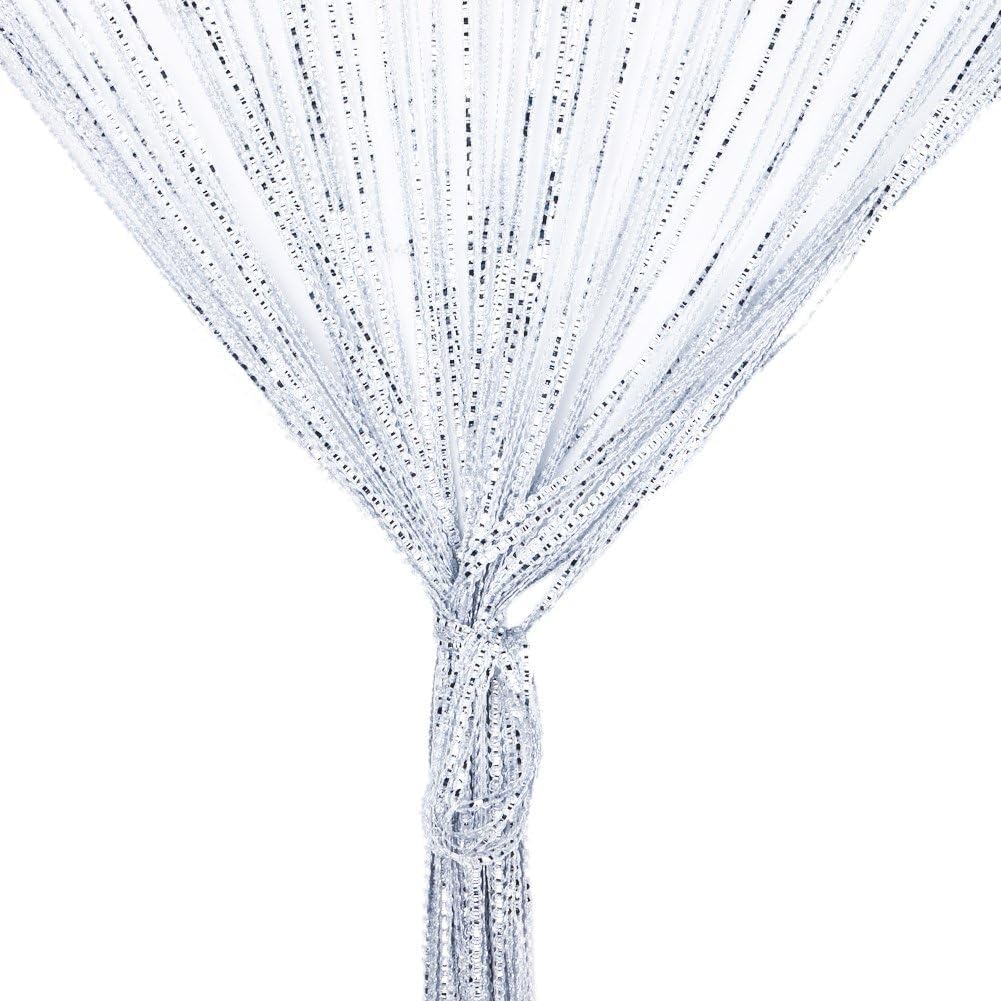 Zomanon White Crystal Plain Tassel String Door Curtains - Fly Screen Curtain For Window Decorations, Living Room Doorways (78.7''X39.4'') (White)
