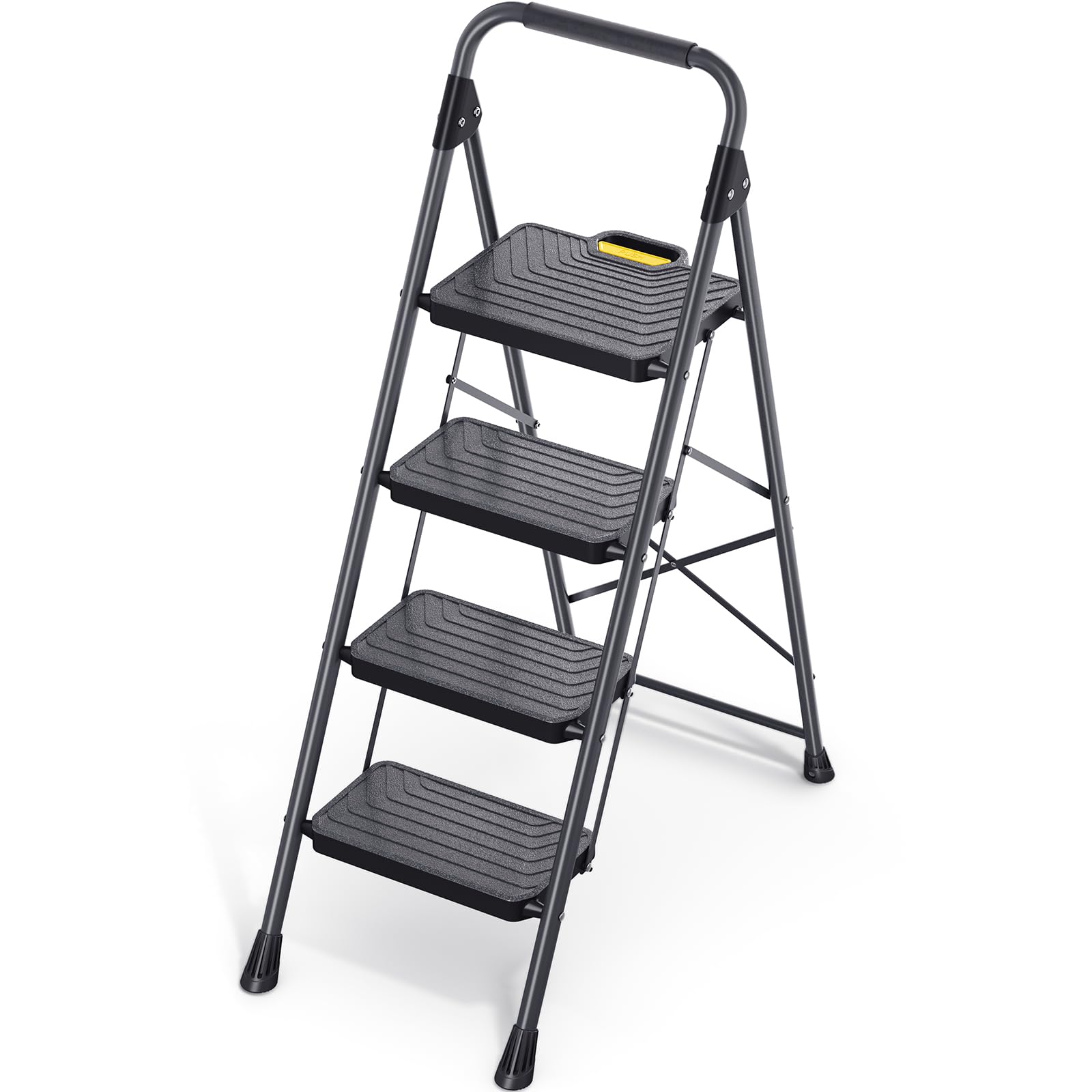 TOOLF 4 Step Ladder with Anti-Slip Wide Pedals, Handrail, Safe-Lock Design