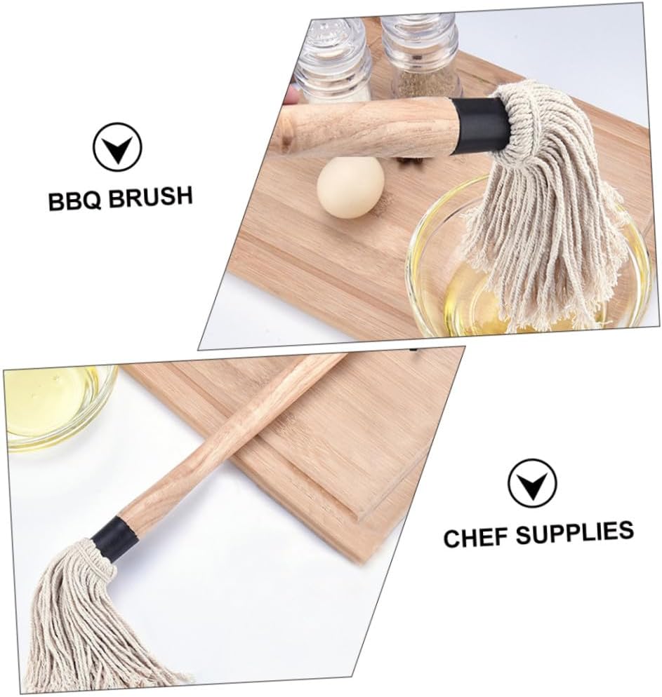 Garneck Replaceable Cotton Oil Brushes with Handle Elastic Moisture-resistant Kitchen Baking and Bbq Basting Tools for Grilling Cooking Pastry and Steak Frying