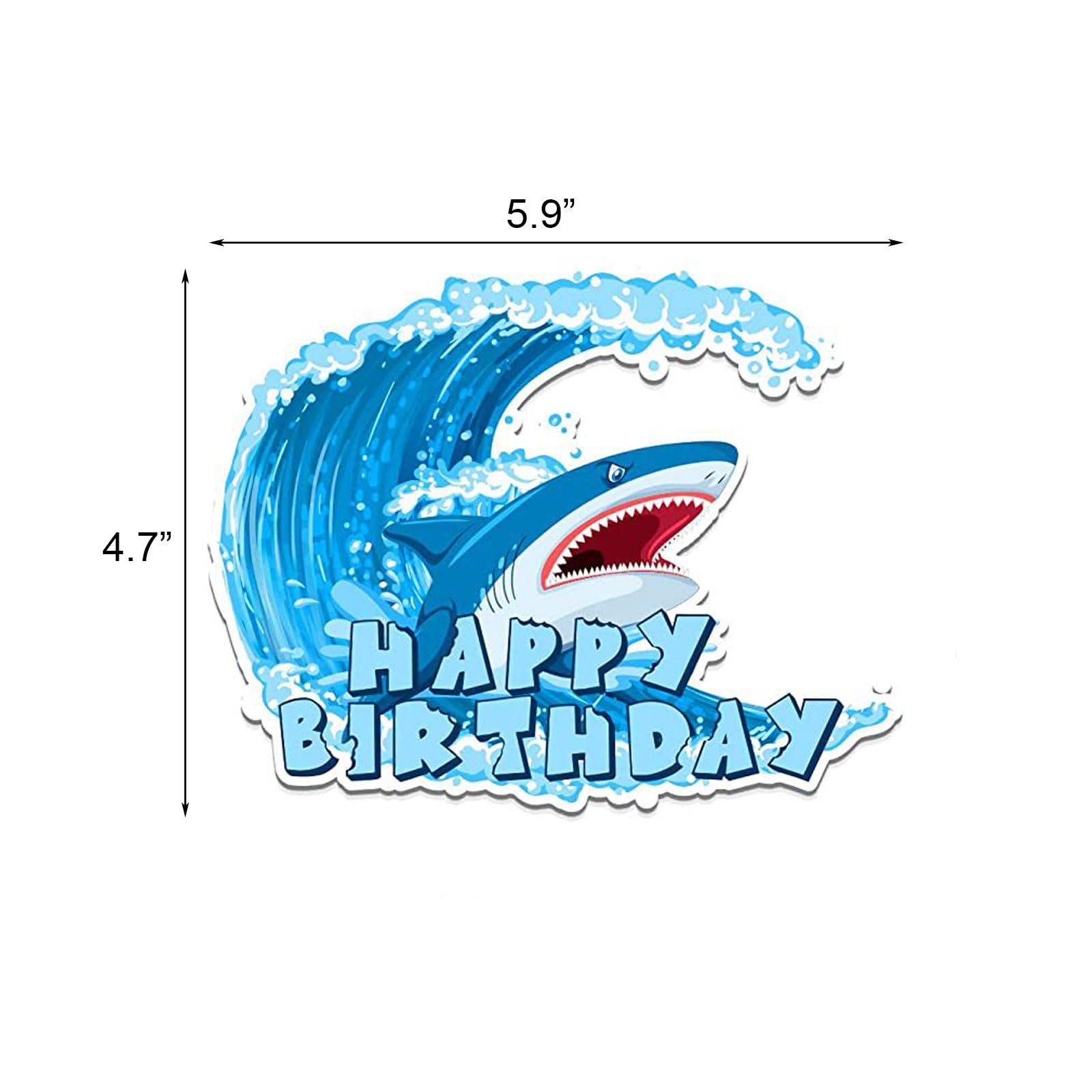 1Pc Blue Shark Cake Topper, Ocean Animal Theme Party. Shark Cake Topper Decoration for Boys or Girls Baby Shower Sea Theme Birthday Engagement Graduation Parties Supplies
