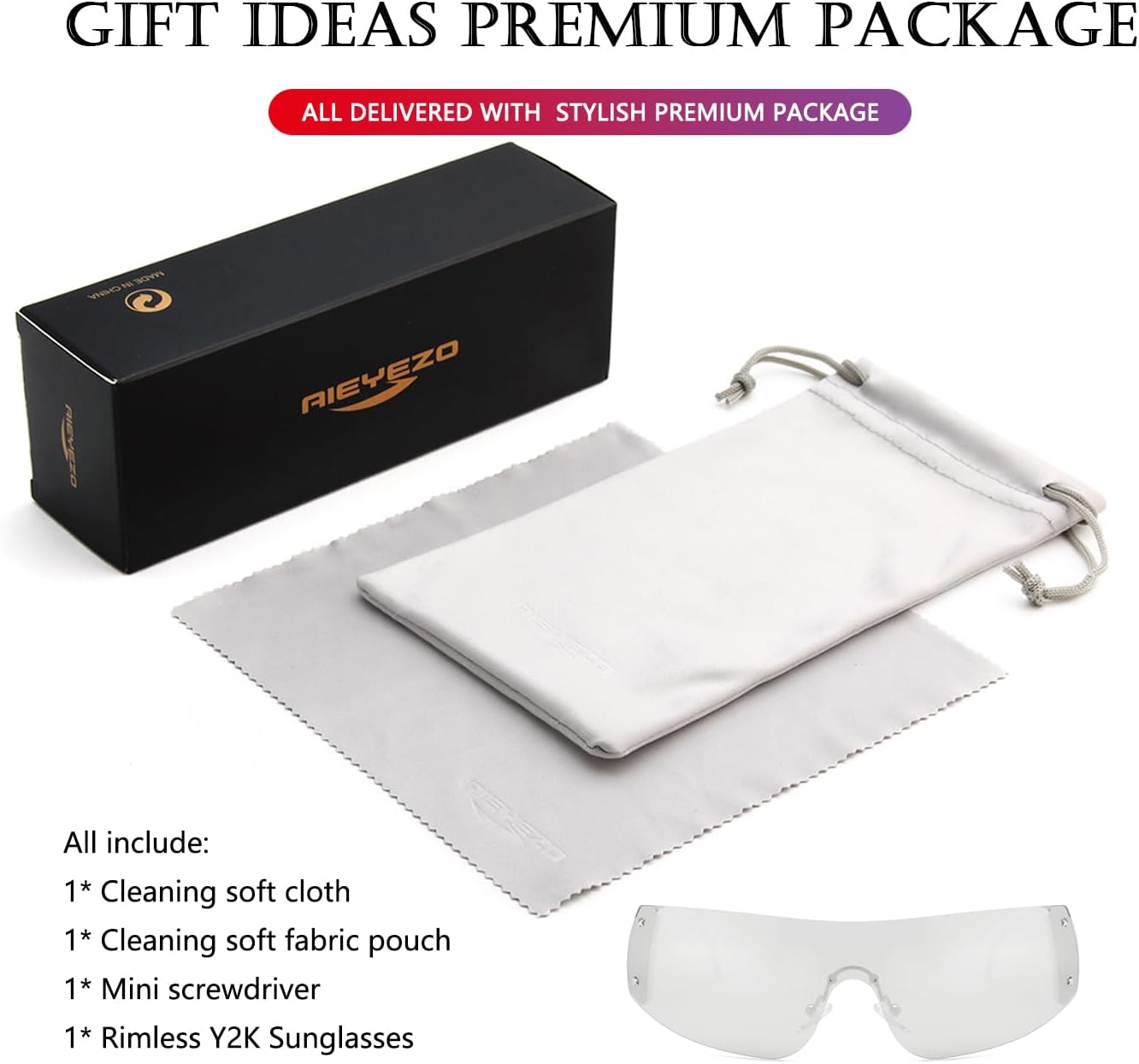 AIEYEZO Oversized Y2K Sunglasses for Women Men Trendy Retro Wrap Around Big Shield Sun Glasses - Image 7