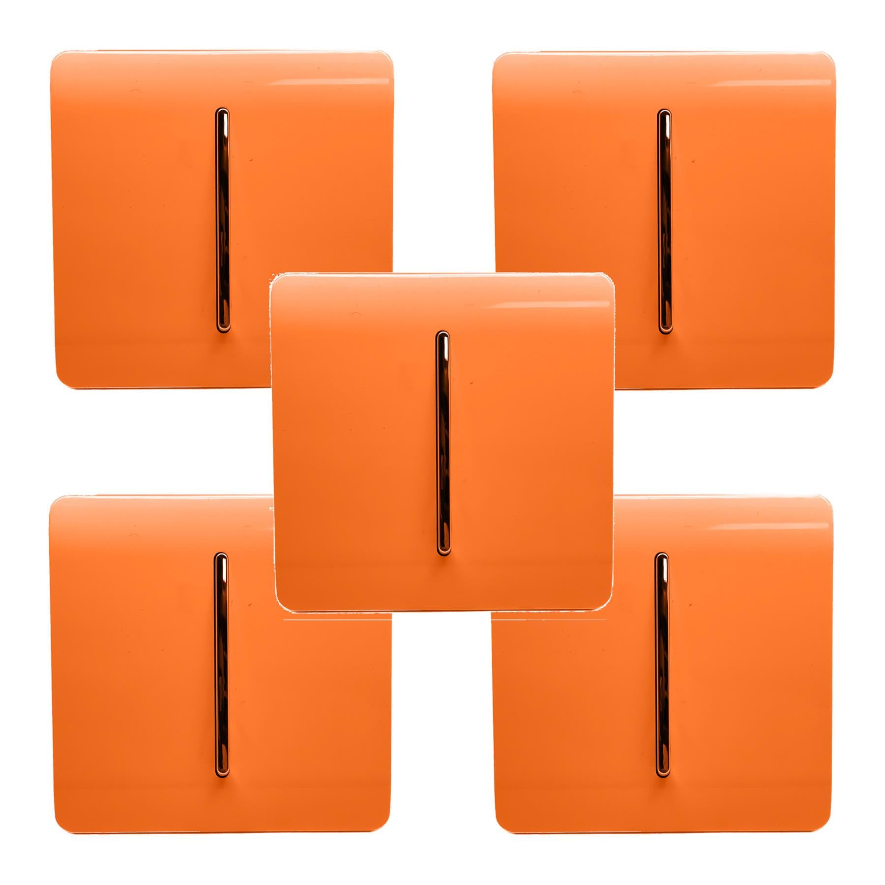 Trendi Switch Orange Trendi Modern 1 Gang 1 Or 2 Way Screwless Rocker Light Switch In Sunset (Pack Of 5)