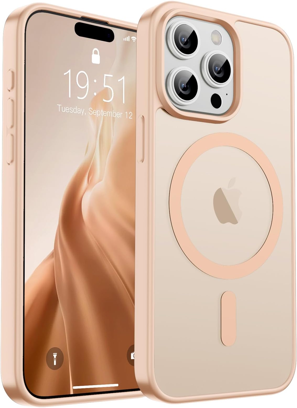 SUPFINE Magnetic for iPhone 15 Pro Max Case (Compatible with MagSafe) (10 FT Military Grade Drop Protection) Slim Translucent Matte Shockproof with Anti-Fingerprint Phone Case, Sand Pink