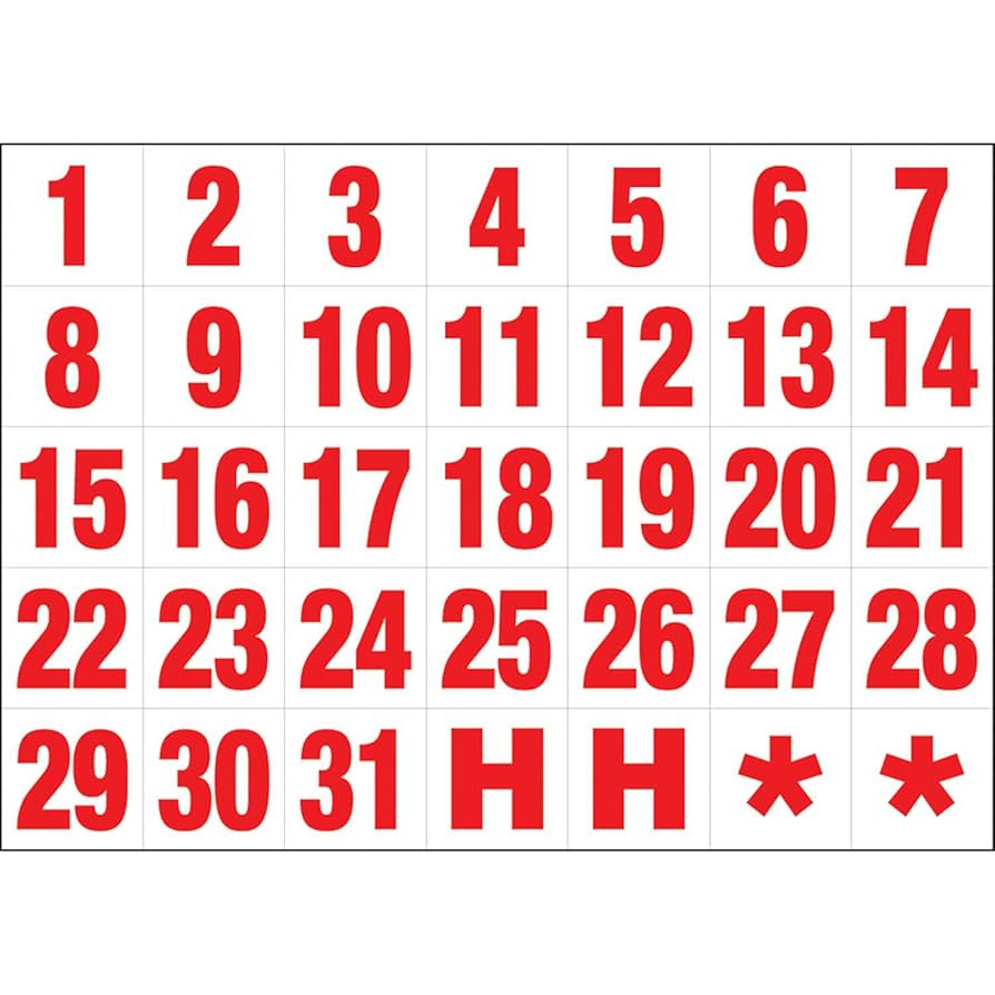 Amazon.com: Magnetic Headings Calendar Dates (1-31), White