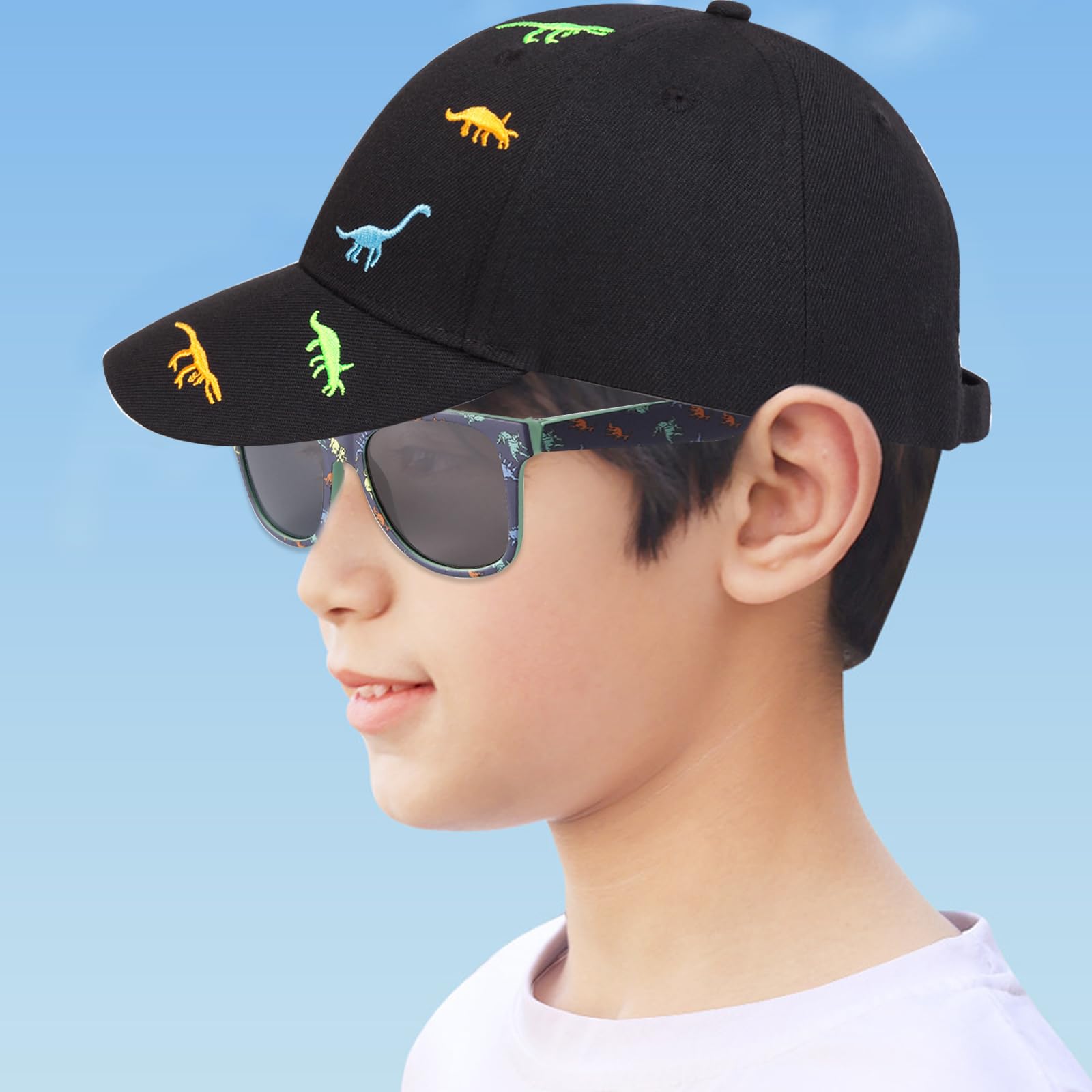 Gorra de Béisbol Niños Dinosaurio Ajustable Protección UV 3-8 Años