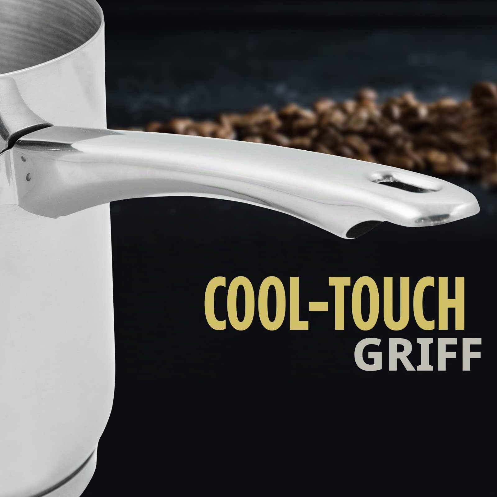 ROSMARINO Edelstahl-Induktions-Mokka-Kanne 700 ml - Moderne Türkische Cezve-Kaffeekanne mit 3-lagigem Stahlboden (700 ml)