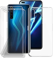 Vista 1 de Funda para teléfono transparente + 3 piezas de película de vidrio templado para Oppo Realme 6 Pro (6.6 pulgadas), protector de pantalla HD + funda