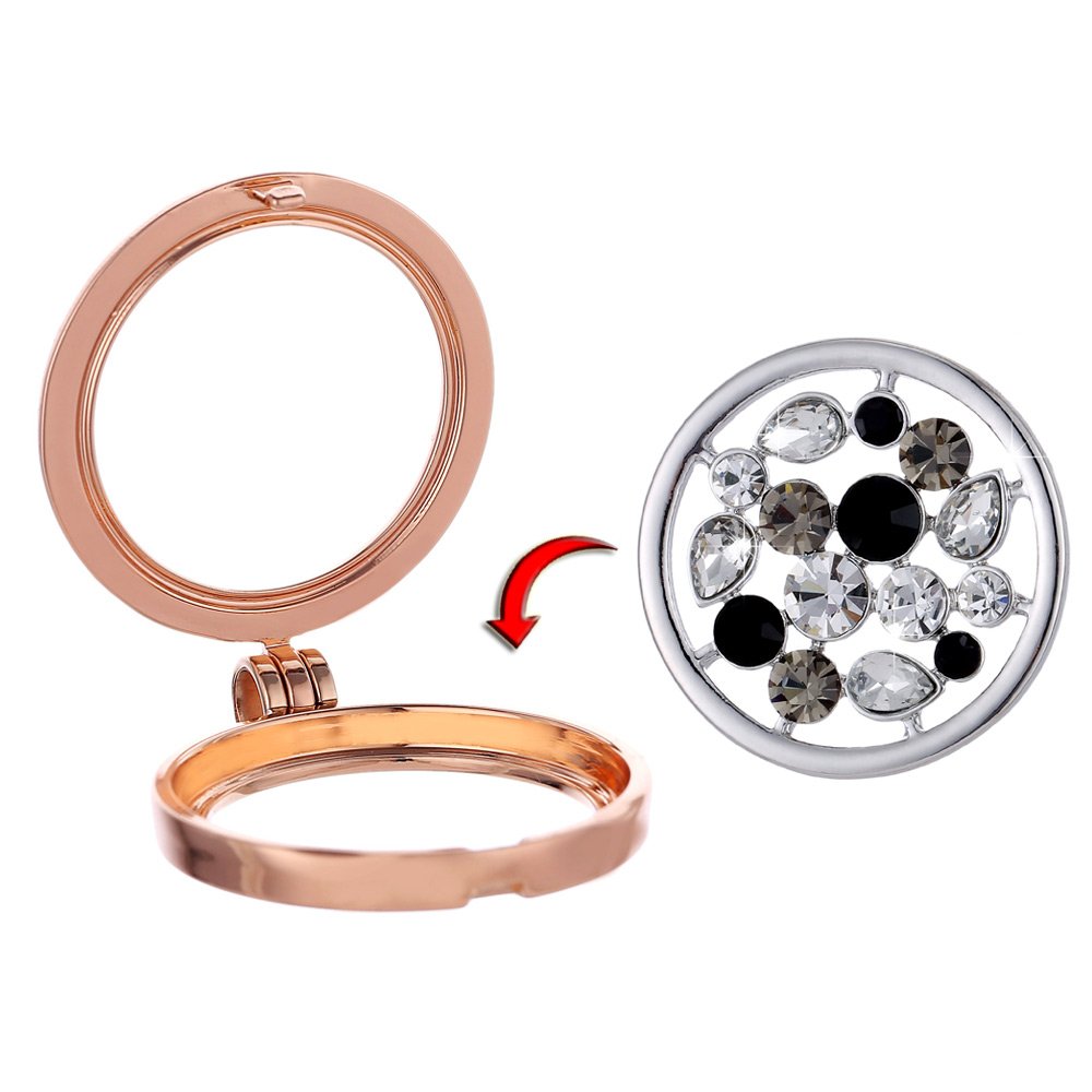 Morella Collana Donna 70 cm Acciaio Inossidabile Oro Rosa con Coins Moneta amuleto Ciondolo Rotondo 33 mm per Coins in Sacchetto di Velluto