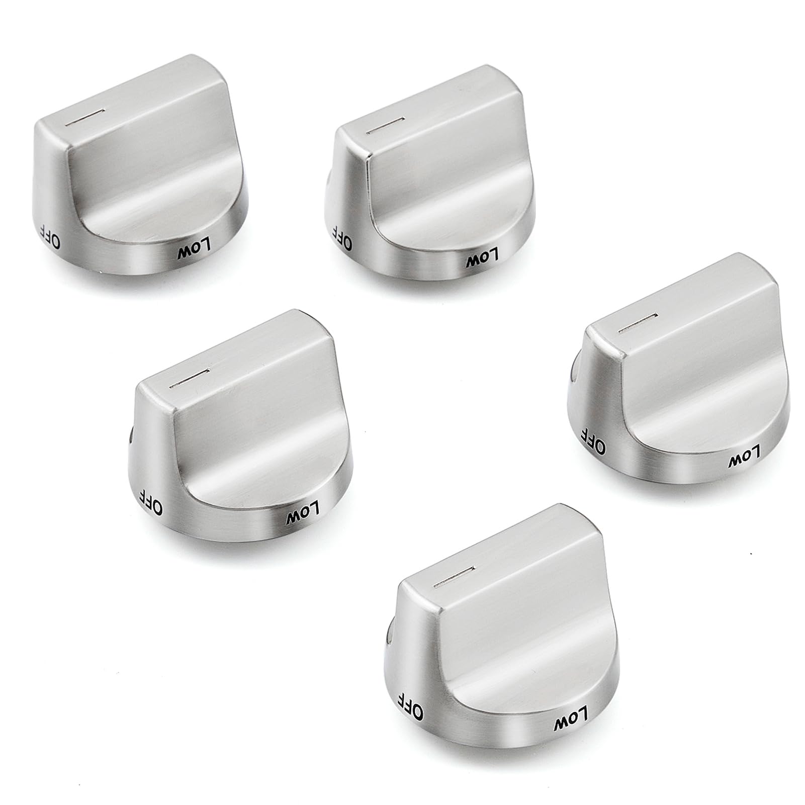 atgestore W11188749 Stove Knobs Replacement for Whirlpool Stove Parts WGG745S0FS02 Stainless Steel Knobs Whirlpool Gas Range Parts W10850036 Burner Control Knobs Stove Top Knobs 5 Pcs
