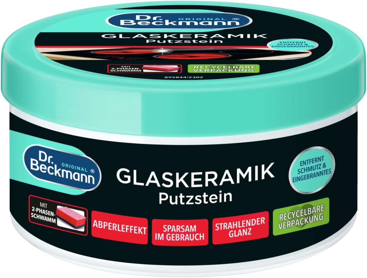 Dr. Beckmann glass ceramic cleaning stone | effective hob cleaner | Incl. special sponge (250 g)