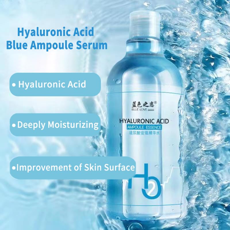 BLUE LOVE Hyaluronic Acid Ampoule Serum Water- Anti-Aging Hydrating Facial Essence, Deep Moisturization & Lightweight Non-Greasy Formula, Ultimate Skin Care Solution for Radiant Complexion 16.91 fl.oz - Image 5