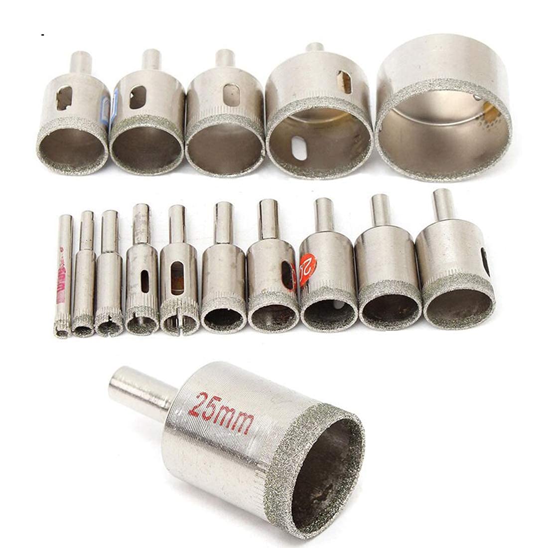 Tools.shop Diamond Coated Drill Bit Set Tile Marble Diamond Drill Bit Glass Ceramic Hole Saw Drilling Bits for Power Tools 6mm-50mm