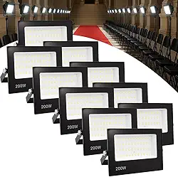 Kit 10 Refletor Led 200w Holofote Bivolt Prova Dágua Frio