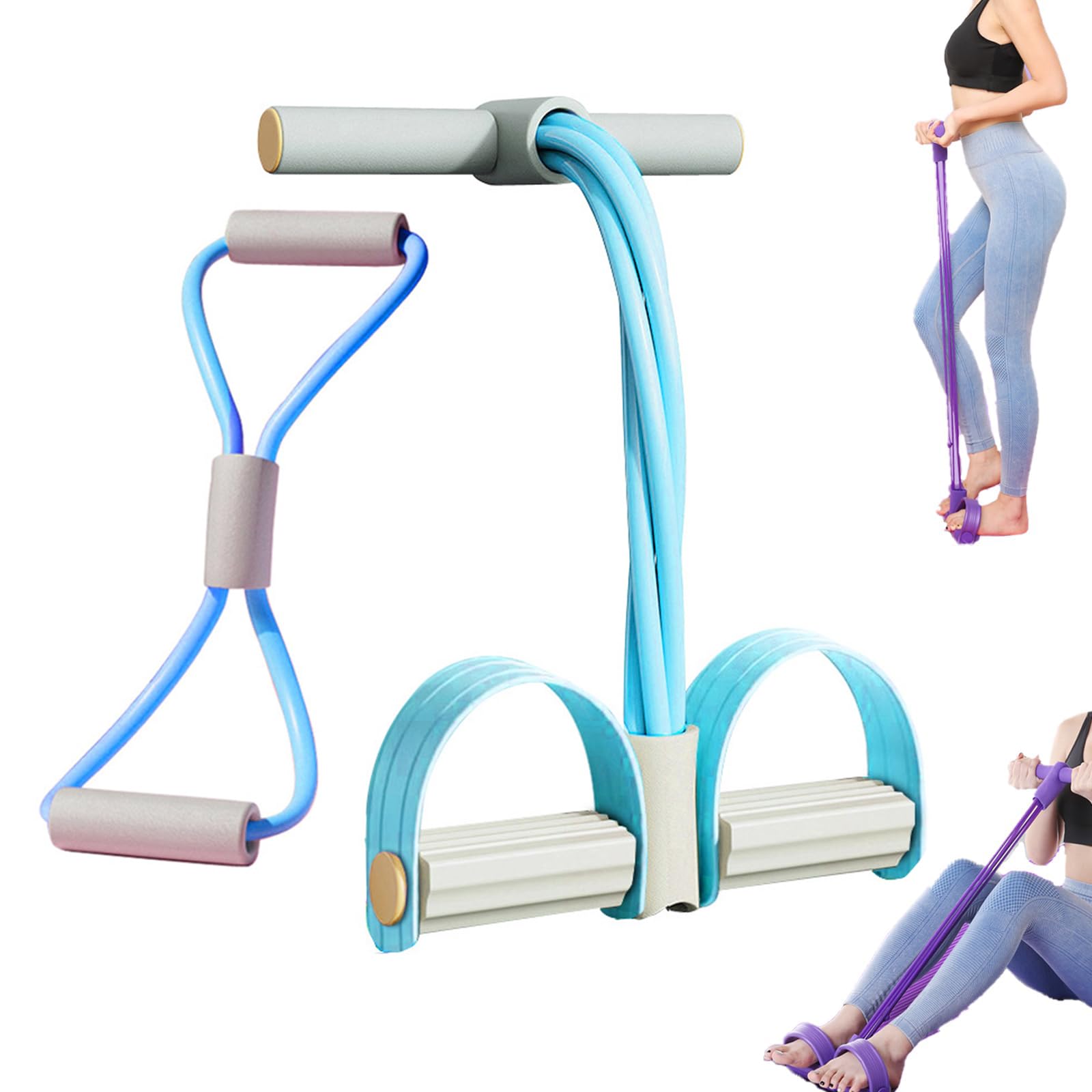 Hllpro Resistance Bands Saludea Gentle Fit Resistance Bands Saludea Flexease Bands Elastic Foot Pedal Resistance Bands with 6 Tubes Figure 8 Bands Full Body Exercise Equipment for Workou (Blue)