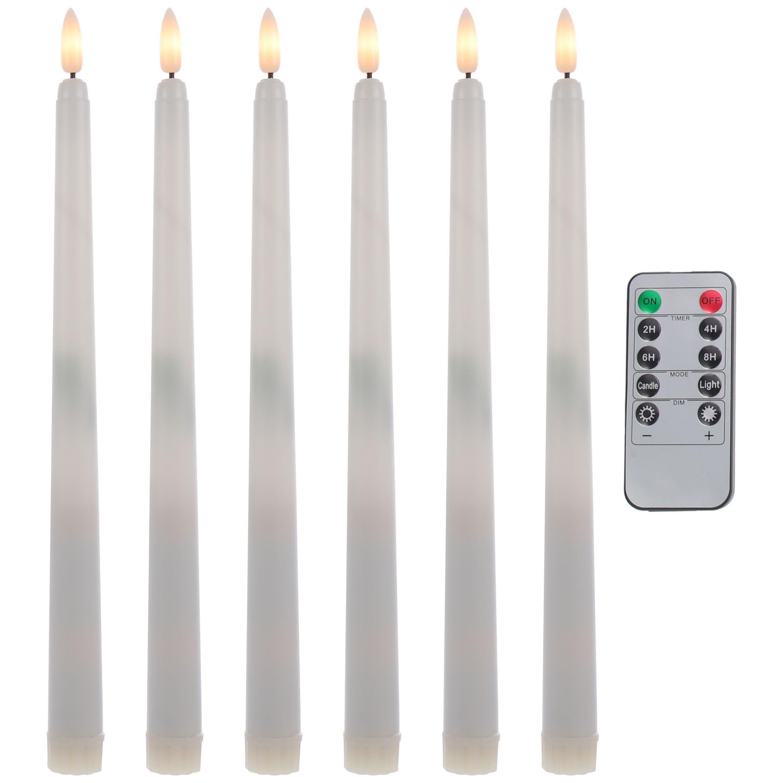 6 Pezzi Candele LED senza Fiamma Coniche Bianco Caldo con Telecomando 10 Tasti senza Goccia Decorazione Tavolo Ufficio