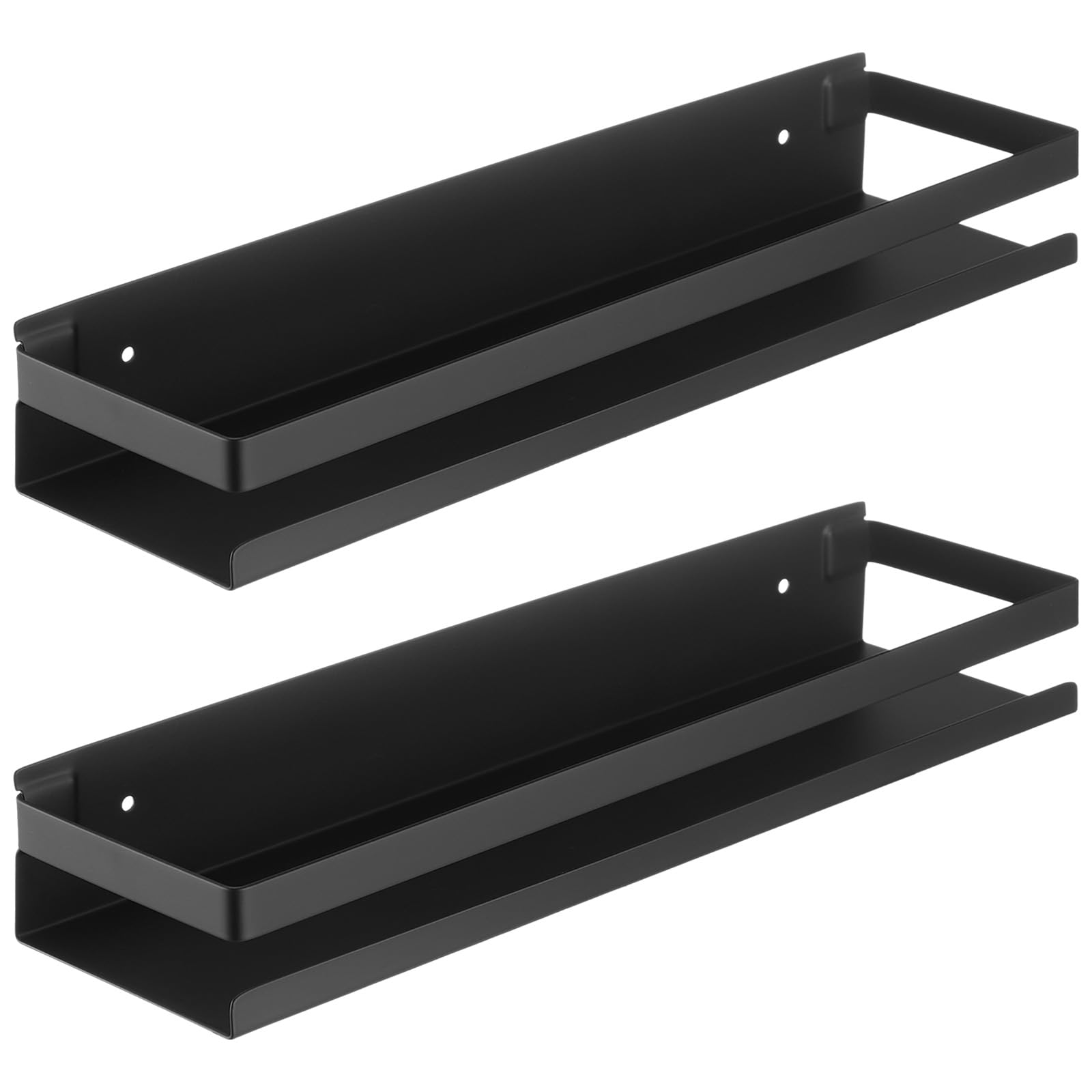 2 Stück Gewürze Rack, 15,7 x 3,9 x 2,3 in Wandhalter, SUS 304 Edelstahl Keine Bohrer Gewürze Racks, rostdichtes schwarzes Metallregal für Küche Badezimmer Wohnzimmer Balkon Organizer