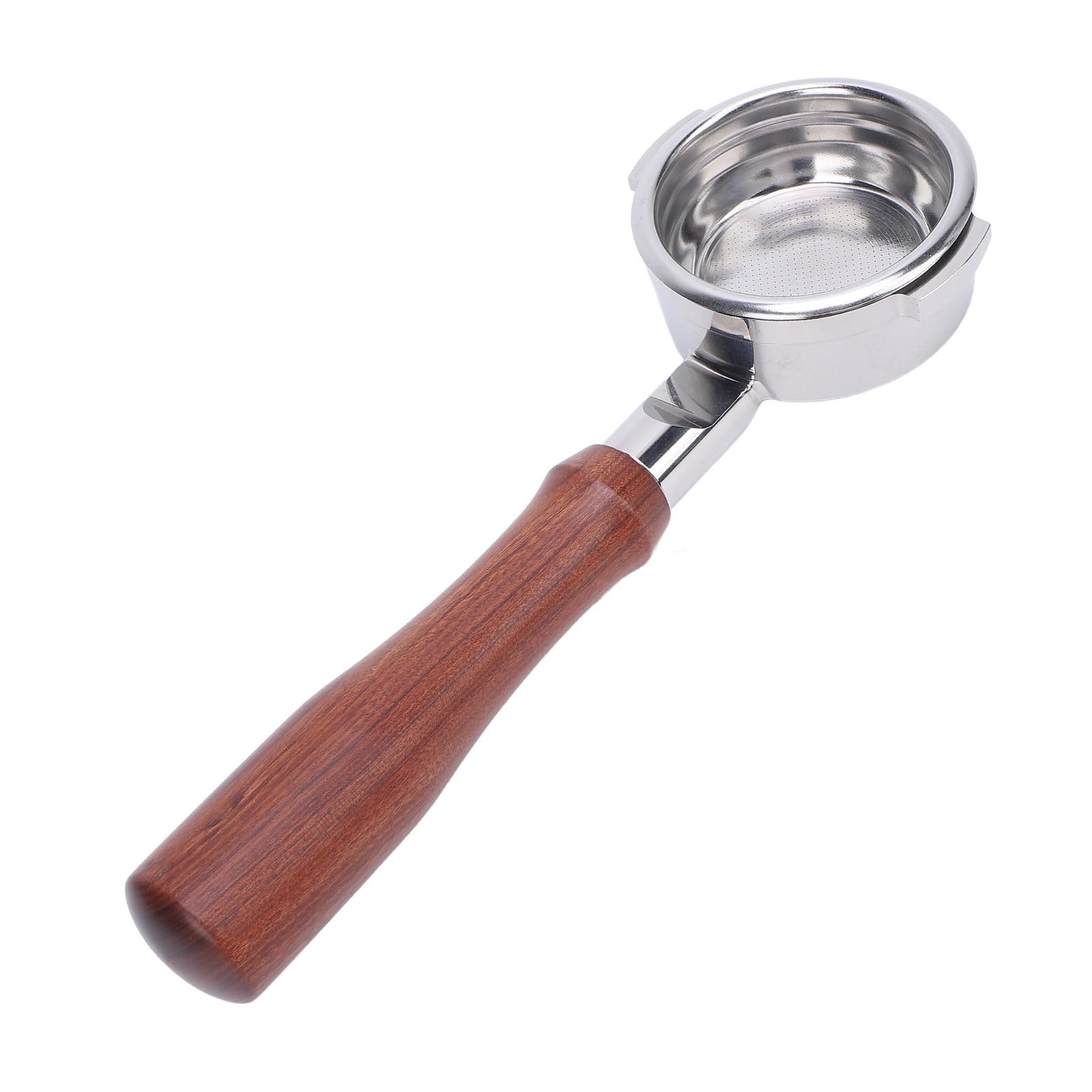 Portafiltro de café sin Fondo de 58 Mm con Madera, Portafiltro café Portátil Acero Inoxidable para, Observación Clara del Proceso Extracción, Fácil Limpiar