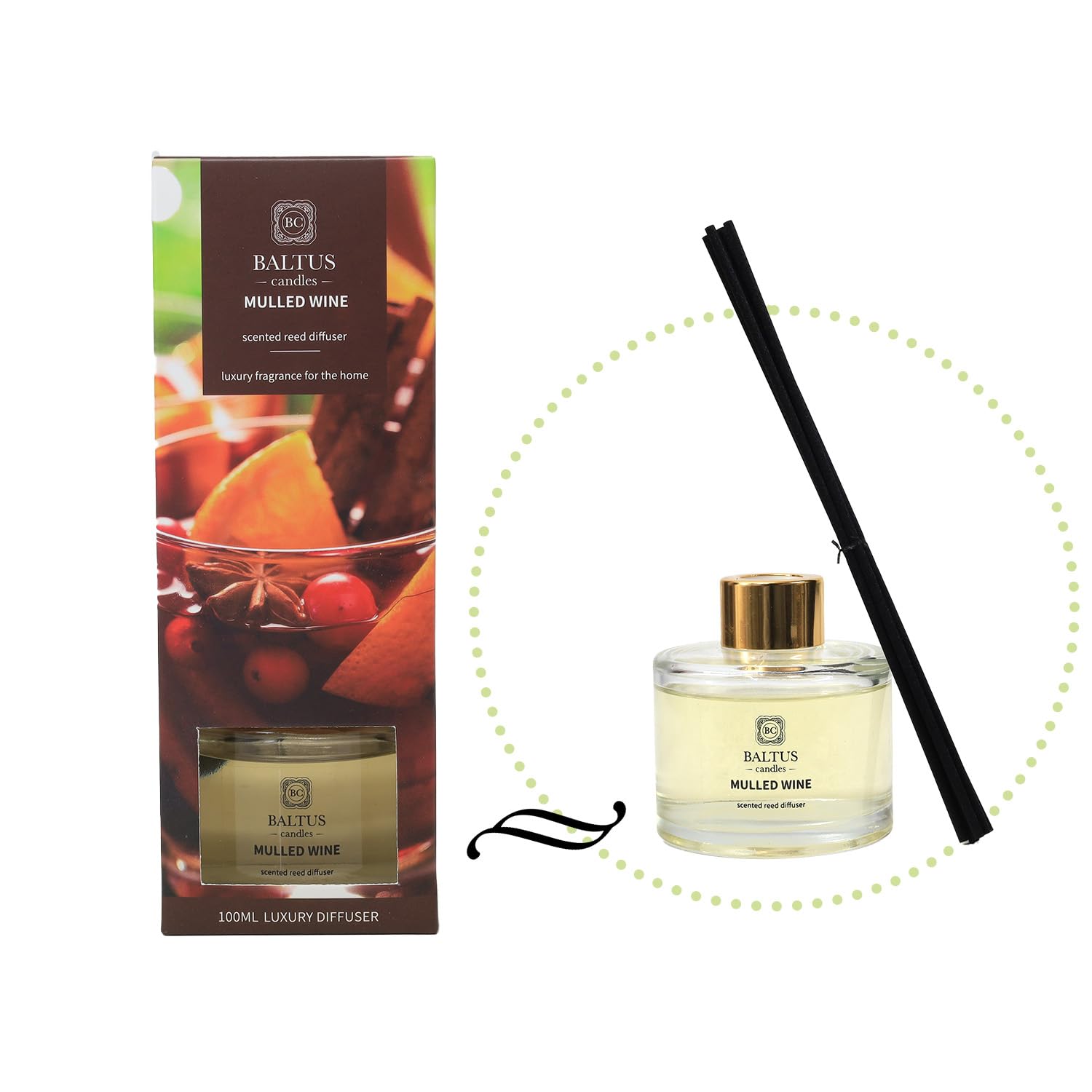 Baltus 100ml Scented 6 Reeds Diffuser Mulled Wine Aroma Air Freshener Fragrance